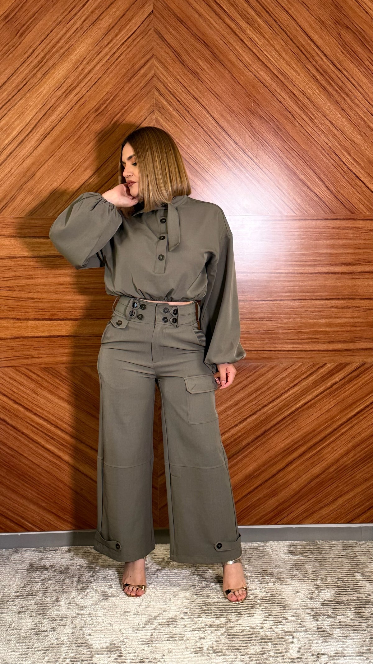 Set olivo de pantalón