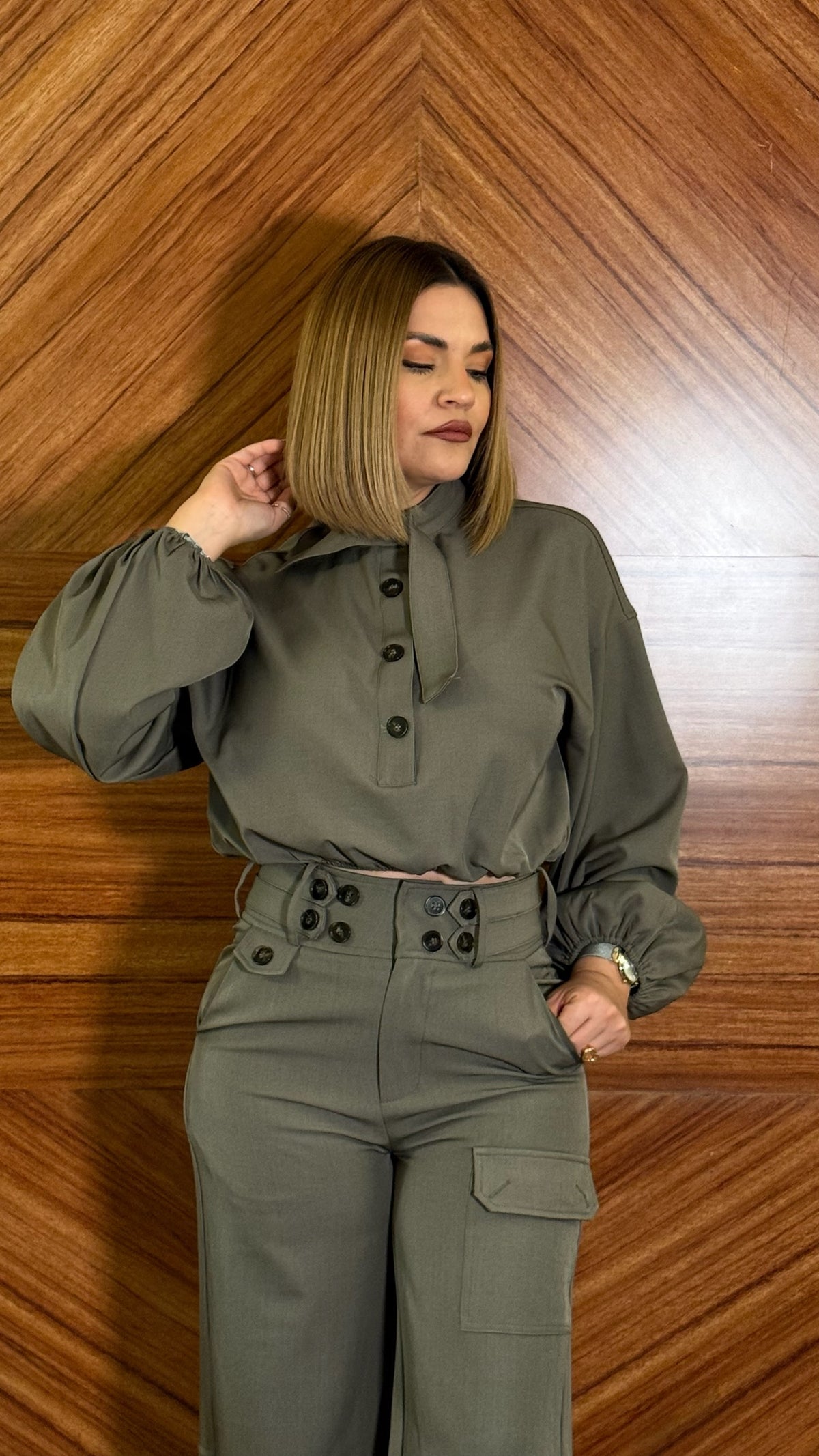 Set olivo de pantalón