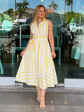 Vestido rayas amarillo con blanco