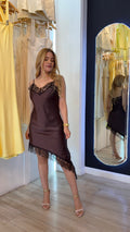 Vestido lencero en color café